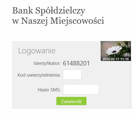 w oknie logowania do systemu po wpisaniu identyfikatora i hasła