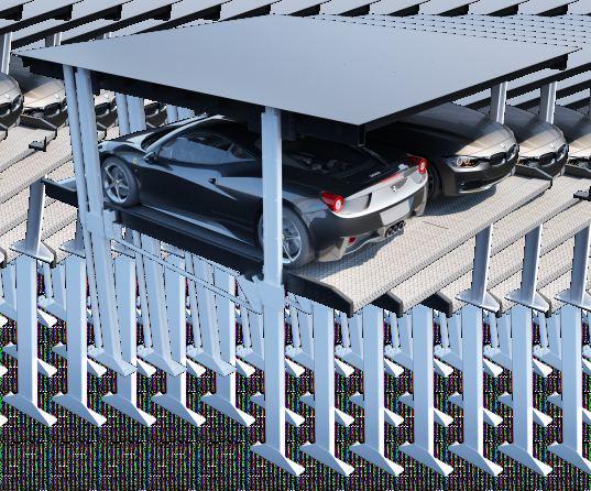 System pozwala również na dowolną aranżację górnej pla ormy, tak aby stanowiła ona jednolitą powierzchnię z terenem dookoła niej sprawiając, że parking