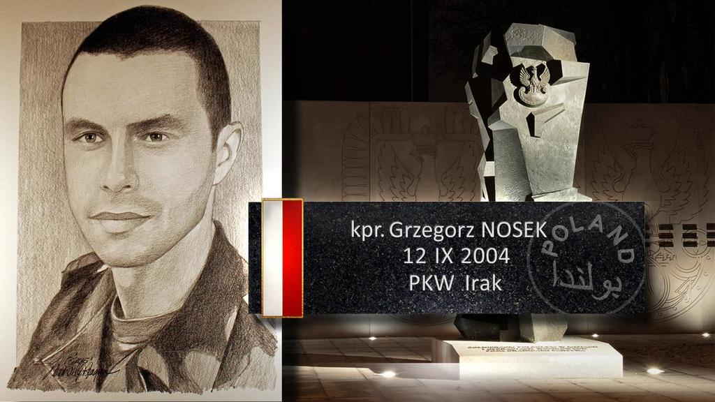 kpr. Grzegorz NOSEK urodził się w 1976 r. w Olkuszu. W 1999 r. rozpoczął zasadniczą służbę wojskową. Służył w 6. kompanii zaopatrzenia 16. batalionu desantowo-szturmowego. W okresie od lipca 2002 r.