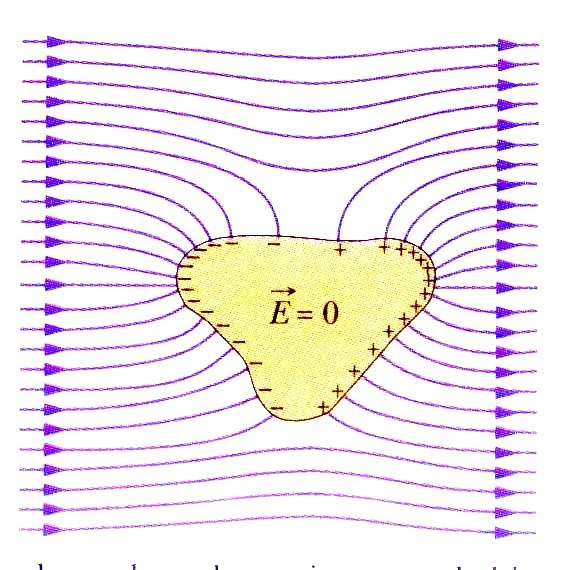 Prawo Gaussa - konsekwencje Nienaładowany przewodnik umieszczony w polu