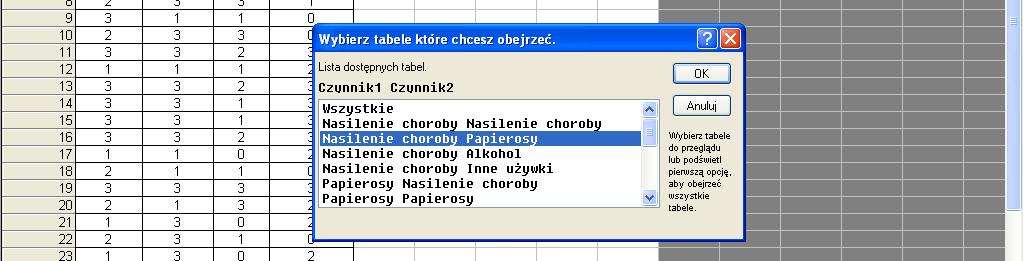 Przykład. W okienku Wybierz tabele.