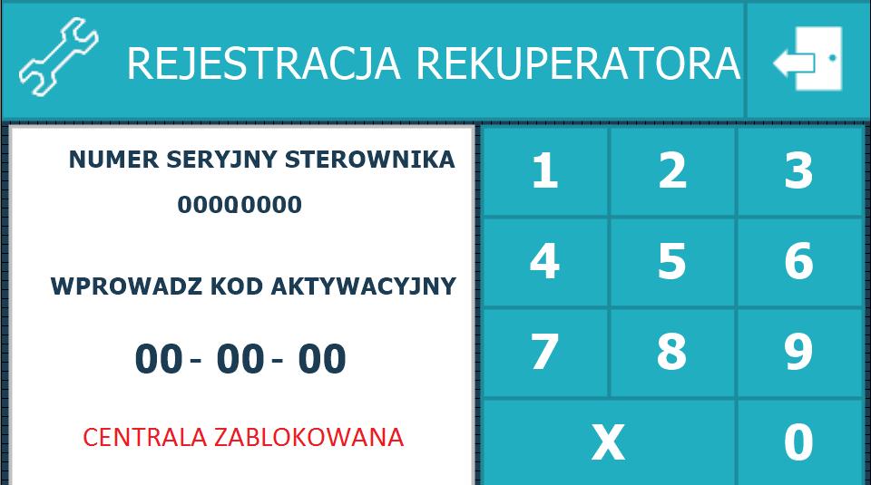 Po kliknięciu w pole rejestracja rekuperatora otworzy się okno jak na poniższym rysunku. Rys.