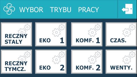 9. Wybór trybu pracy Wcześniej wspomniany wybór trybu pracy, dostępny z poziomu okna głównego, wyświetla 8 dostępnych trybów (widoczne na rys. 15). Rys.