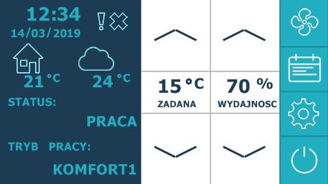 4. Ekran główny Po zasileniu i połączeniu ze sterownikiem na ekranie sterownika ukaże się strona główna (rys. 2). Rys.