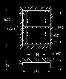 x 745 mm (wysokość) x 152 mm (głębokość) minimalna głębokość instalacji 167 mm 34 634 001 Grohtherm F Kompletny zestaw termostatyczny