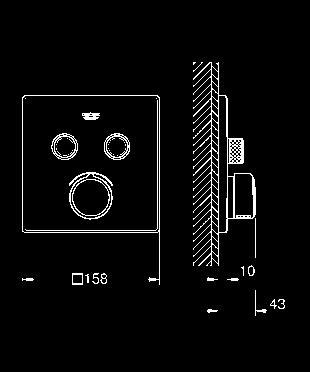 35 600 000 Rapido SmartBox Uniwersalny element podtynkowy 1/2 3 wyjścia wody 1/2 2 podłączenia wody od dołu głębokość instalacji 75-105 mm mosiężne przyłącza wstępnie zamontowane przyłącze do