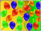 Pękanie balonów Typ: Animacja Po wystartowaniu na planszy rozłożone są balony urodzinowe. Dotykanie balonów powoduje ich rozbijanie, ale w miejsce rozbitych pojawiają się nowe.