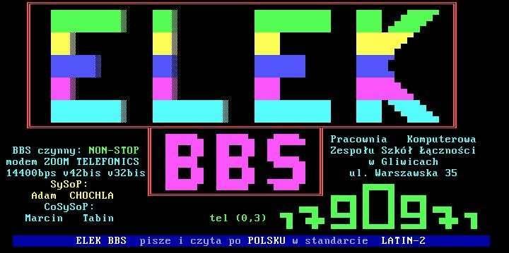 Bulletin Board System Komputer PC z modemem i specjalnym oprogramowaniem (w środowisku znakowym!