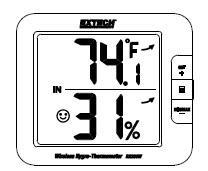 Bezprzewodowy termometr z funkcją higrometru Dziękujemy za wybranie bezprzewodowego higrometru Extech RH200W z automatyczną kalibracją i automatycznym oświetleniem nocnym.