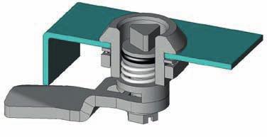 Zamek może być wbudowany w postaci wstępnie zmontowanego zespołu. Śruba mocująca posiada z jednej strony formę śruby uziemiającej z zaczepami.