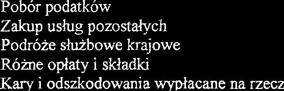 ushg pozostaiych Pobor podatkow Zakup ushg pozostalych Podroze sluibowe krajowe Ro~e