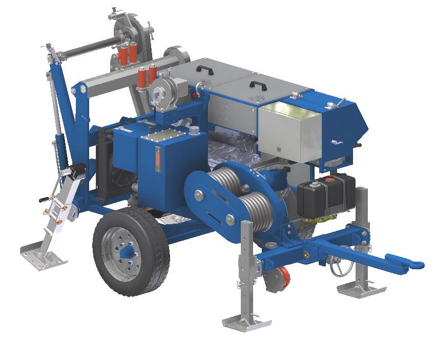 WCIĄGARKI HYDRAULICZNE CHARAKTERYSTYKA SILNIK PARAMETRY MECHANICZNE Kabestany 2 x Ø 250 mm Napęd silnika diesel Maksymalny uciąg 30 kn Liczba rowków na kabestanach Maks.