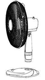 OPIS URZĄDZENIA 1. Kratka 2. Pokrywa silnika 3. Łopatki 4. Przełącznik sterowania 5. Podstawa MONTAŻ PODSTAWY Usuń wszystkie opakowania. Wykręć śruby z dolnej części podstawy.