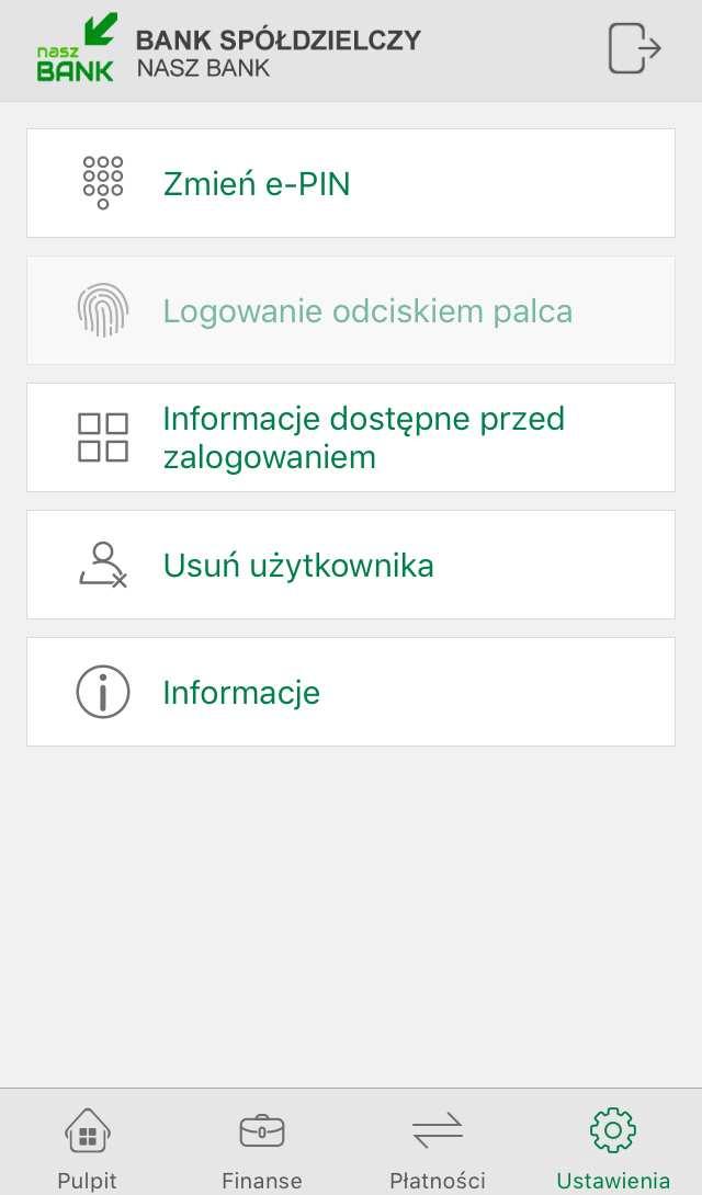 Uwaga: jeżeli urządzenie nie umożliwia skanowania odcisku palca wówczas funkcja ta będzie wyszarzała lub nie zostanie wyświetlona: 5.3.