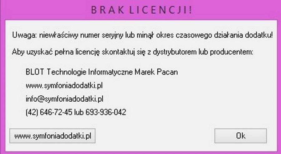 W pierwszej kolejno ci prosz zweryfikowa pobran licencj, czy jest demo, czy testowa(mo na to zweryfikowa w paczce z dodatkiem plik licencja.txt).