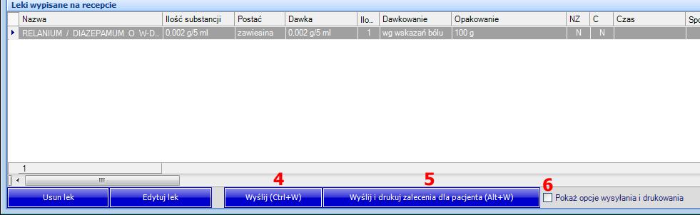 5.3 Wysyłanie erecepty do platformy P1 Po naciśnięciu w oknie erecepty przycisku Wyślij następuje automatyczne nawiązanie połączenia z platformą P1 w z celu zapisania na niej pakietów recept.