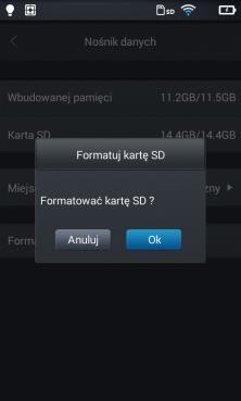 Należy pamiętać, że formatowanie powoduje trwałe usunięcie wszystkich zdjęć i innych