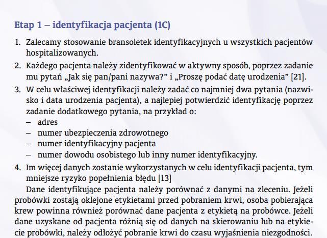 Procedura identyfikacji pacjenta i próbki- zalecenia