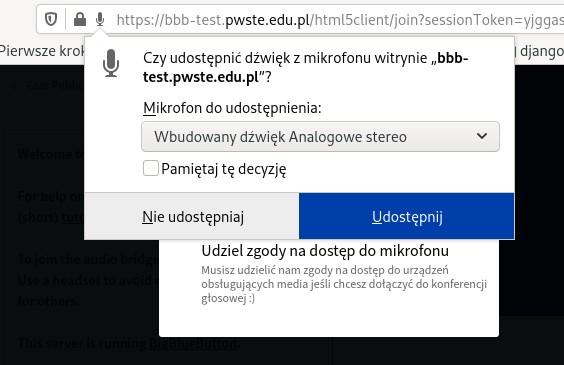 Jeśli tylko będziesz chciał tylko słuchać wybierz Tylko słucham Po wybraniu opcji z mikrofonem, przeglądarka