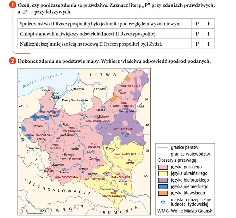 Druga RP była państwem wielonarodowym. Polacy stanowili około 68 % mieszkańców, natomiast mniejszości narodowe- m.in. Ukraińcy, Żydzi, Białorusini i Niemcy aż 32%.