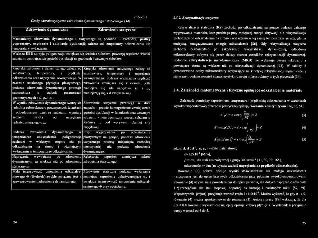 Kinetyka zdrwienia dynamiczneg zależy d Kinetyka zdrwienia statyczneg zależy d substruktury, temperatury, i prędkści substruktury, temperatury i naprężenia dkształcania raz naprężenia zewnętrzneg.