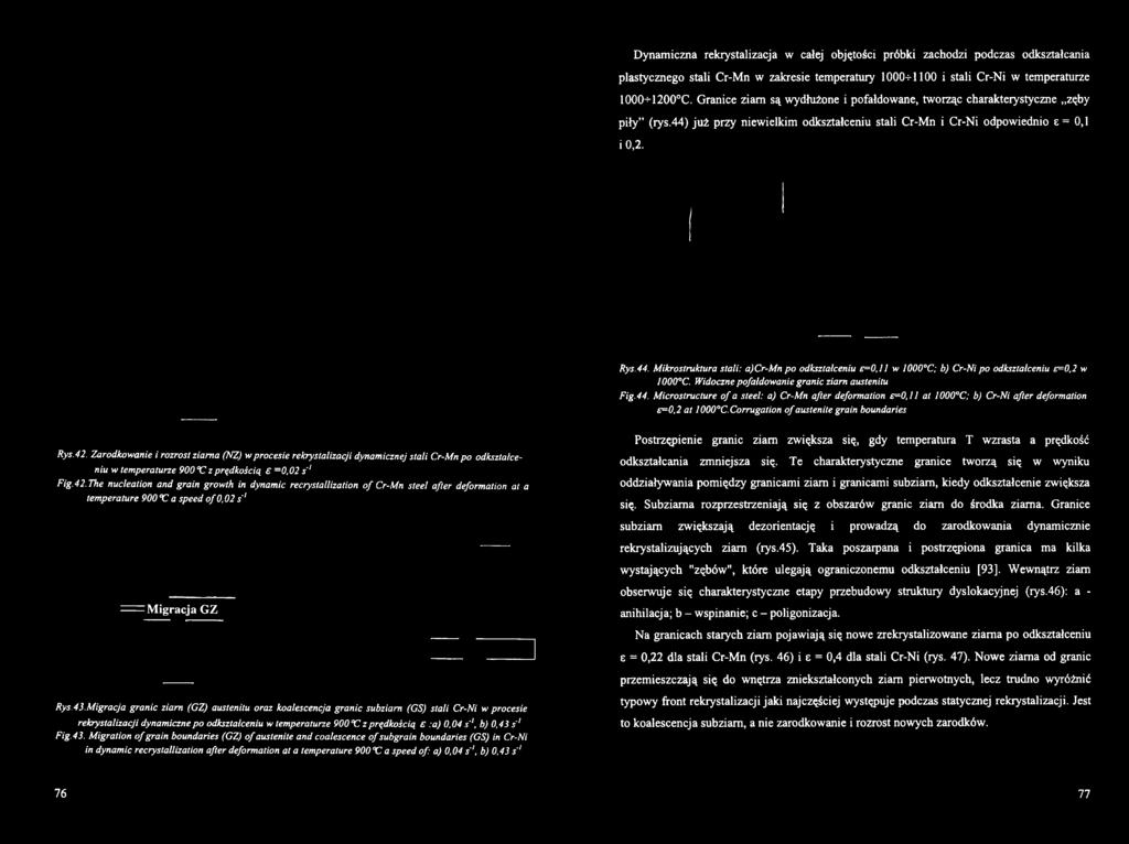 The nucléatin and grain grwth in dynamie recrystallizatin f Cr-Mn steel after defrmatin at a temperature 900 C a speed f 0,02 s'1 Pstrzępienie granic ziam zwiększa się, gdy temperatura T wzrasta a