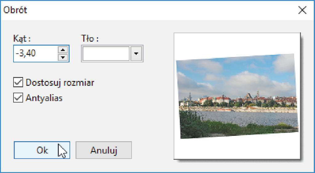 polecenie Przekształć Dowolny. W oknie Obrót (rys.
