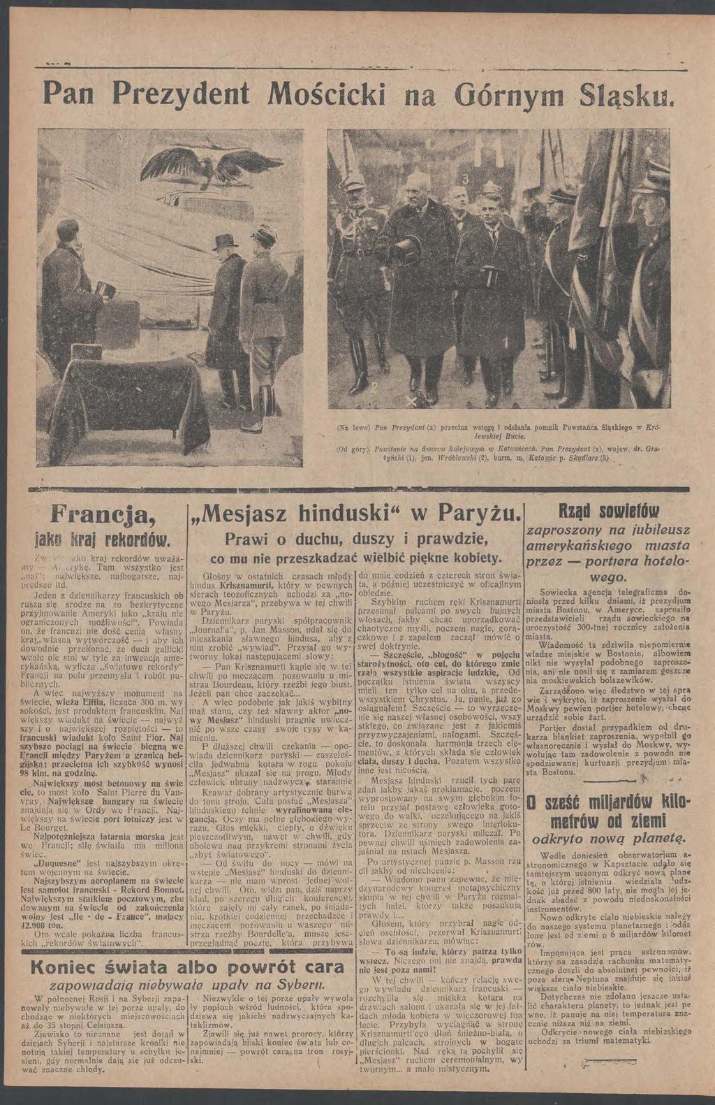 Pn Preydent Mościci e == n Górnym (N leo) Pn Preydent (x) precin stęgę i odsłni pomni Słąsu Postńc śląsiego Kró lesiej Hucie (Od góry) Pouitnie n dorcn!