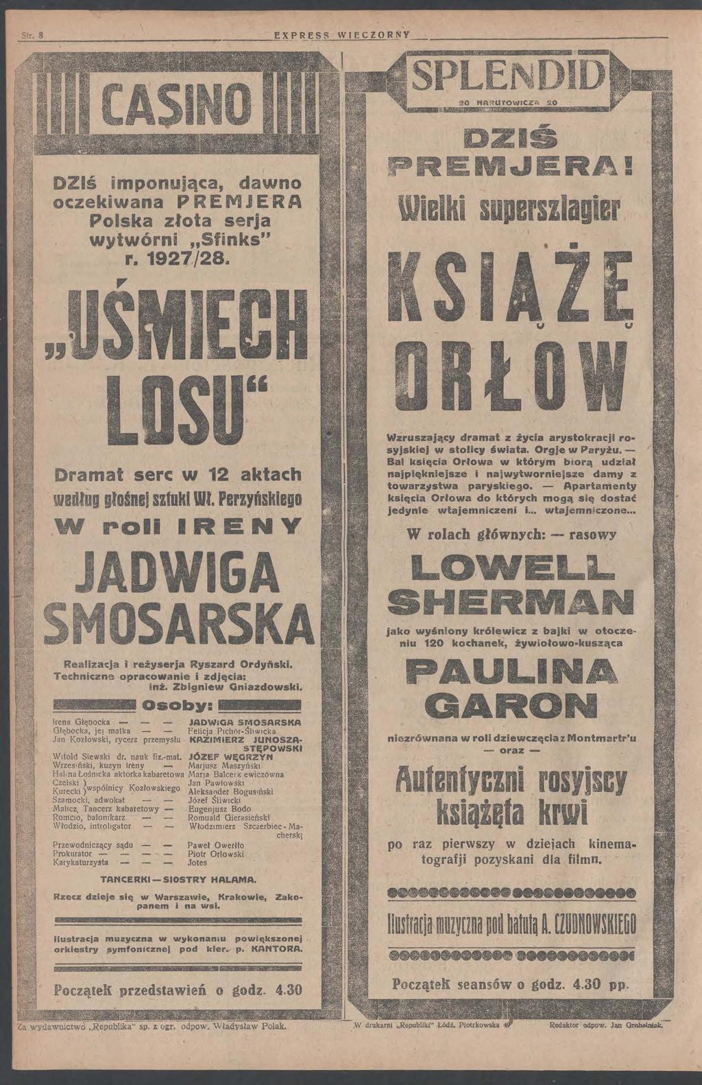 _s_tr s =E XP RES S WEC ZOR N V DZ RE imponując DZlś dno ocein PREMJERA Pols łot serj ytórni Sfins" J ERA!