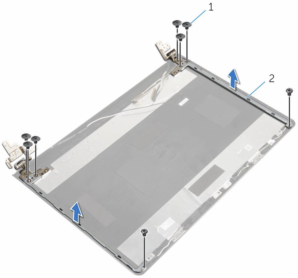2 Zdejmij zawiasy z pokrywy wyświetlacza.