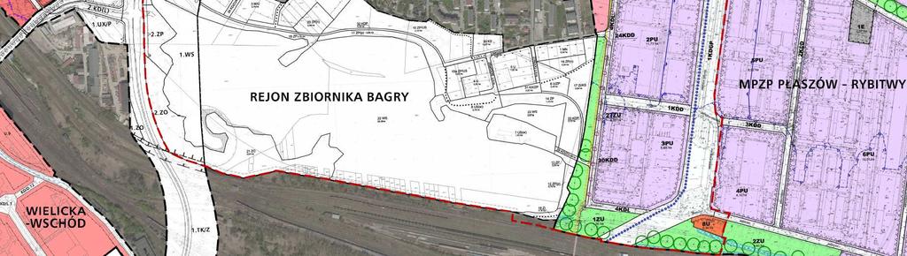 , we wschodniej części miejscowy plan zagospodarowania przestrzennego obszaru Płaszów Rybitwy (fragment), Uchwała NR LXI/859/12 Rady Miasta Krakowa z dnia 21 listopada 2012 r.