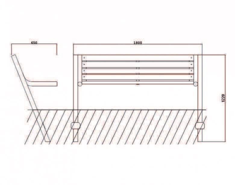 C.5 Ławka metalowo - drewniana z oparciem Wysoko: minimum 70cm Długo całkowita: minimum 170cm Szeroko całkowita: minimum 60cm Grubo