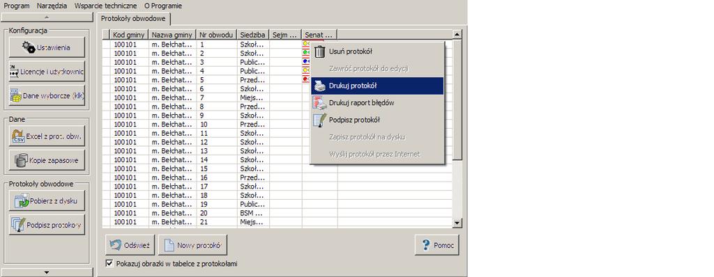 3.18. Spis protokołów obwodowych). Program wygeneruje wydruk w postaci pliku PDF i automatycznie uruchomi domyślną przeglądarkę pliku.