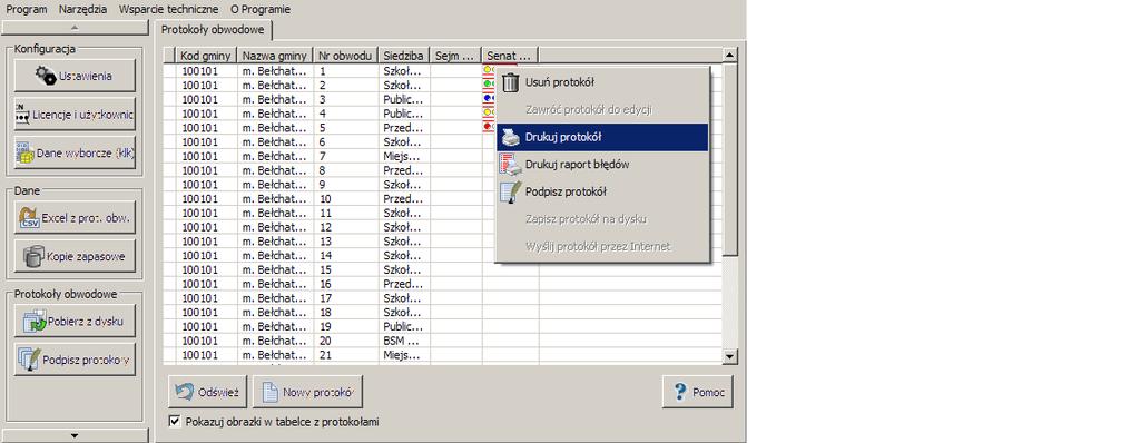 3.18. Spis protokołów obwodowych). Program wygeneruje wydruk w postaci pliku PDF i automatycznie uruchomi domyślną przeglądarkę pliku.