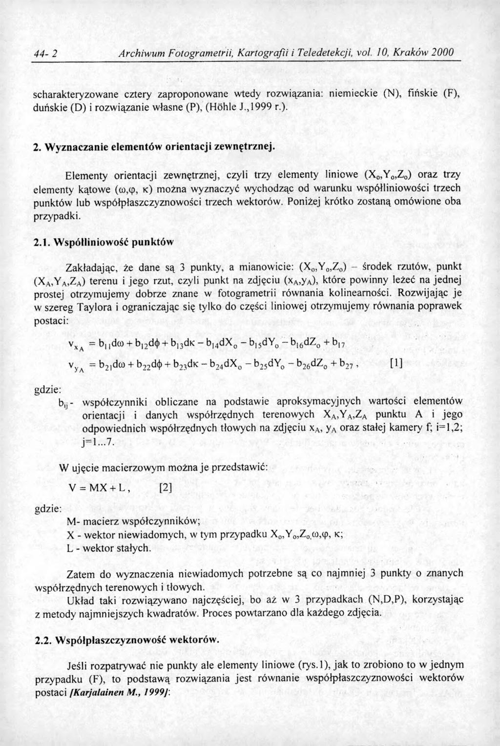 44-2 Archiwum Fotogrametrii, Kartografii i Teledetekcji, vol.