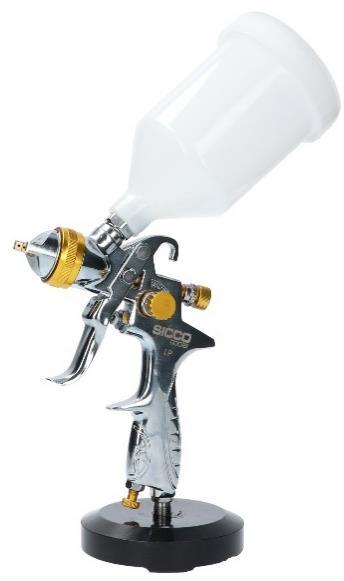 Pojemność zbiornika Podłączenie powietrza Pobór powietrza Ciśnienie robocze Rodzaje regulacji Dane techniczne 600ml ¼ cala 210-325 L/min 3,4-4,8 bar ilość powietrza, szerokość strumienia, ilość