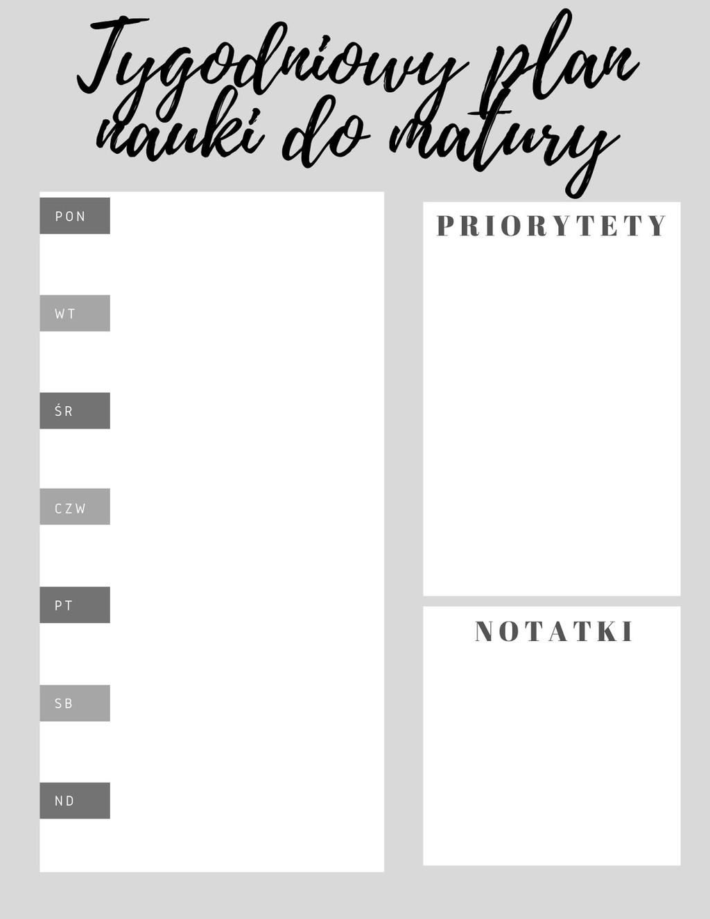100 Plan nauki do matury 2021 -