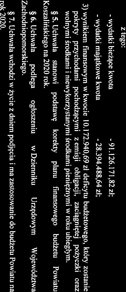 z tego: - wydatki bieżące kwota - - wydatki majątkowe kwota - 91.126.171,82 zł; 28.394.488,64 zł; 3) wynikiem finansowym w kwocie 10.172.