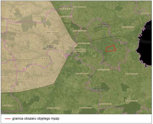 Ryc. 5. Lokalizacja obszaru objętego mpzp na tle jednostek fizyczno-geograficznych. Źródło: http://geoserwis.gdos.gov.pl 7.