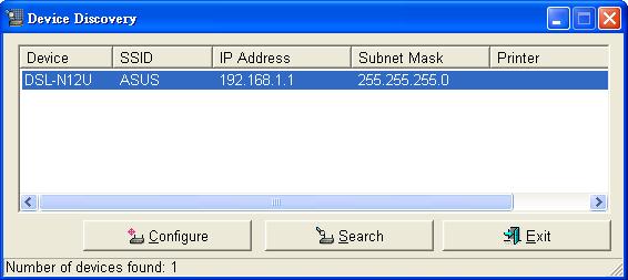 Device Discovery Device Discovery to narzędzie ASUS WLAN, które wykrywa wersję routera ADSL bezprzewodowego ASUS i umożliwia konfigurację urządzenia.
