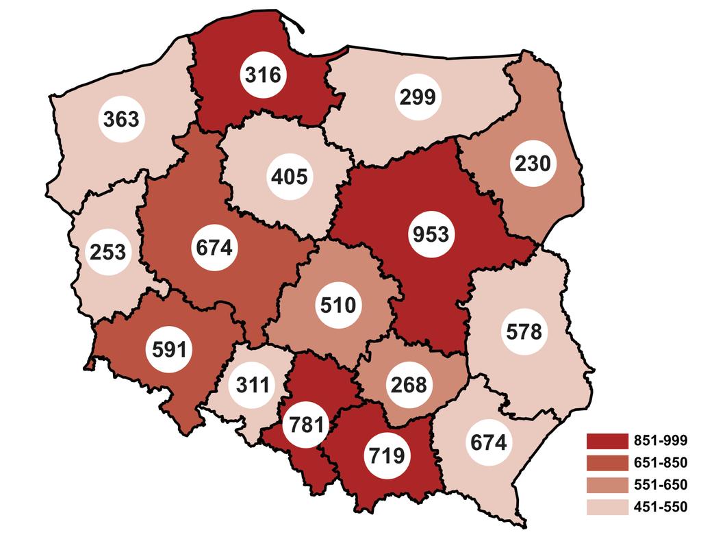 Monitor Polski 26 Poz. 1060 liczby funkcjonujących bibliotek publicznych oraz liczby czytelników przypadających na jedną placówkę biblioteczną.