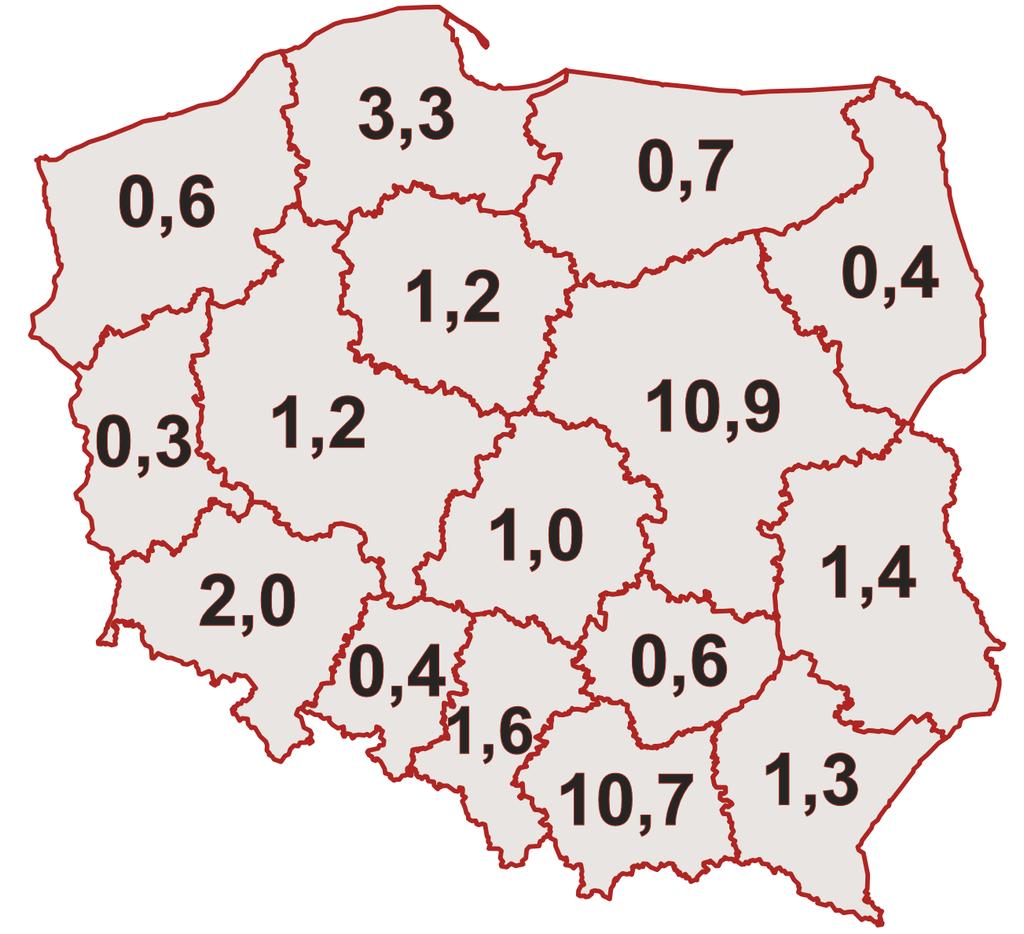 Monitor Polski 44 Poz. 1060 Liczba zwiedzających muzea w poszczególnych województwach w 2017 r.