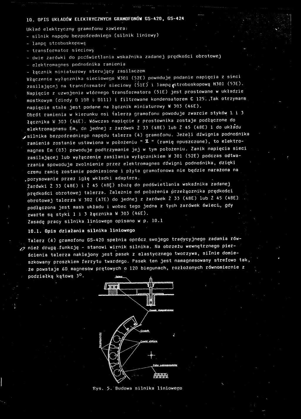 sieciawego W301 (52E) pannus podanie napiecia Zz sieci zasilajacej na transformater sieciowy (S1 ) i lampg gtroboskopowa N301 (53E).