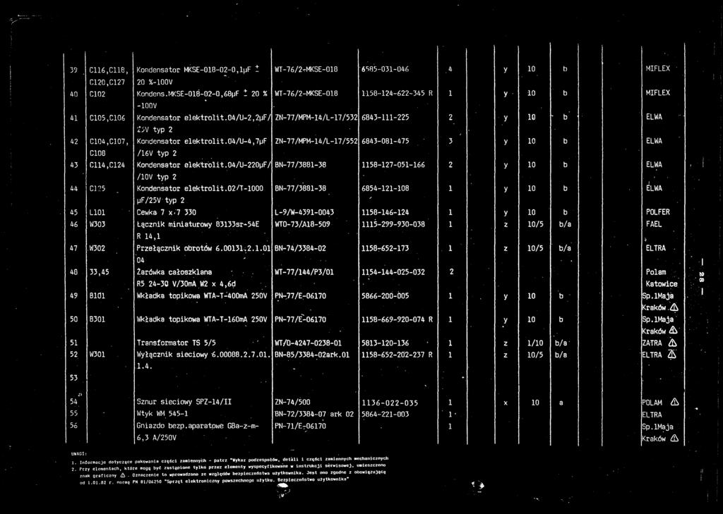 39 C116,C118, Kondensator MKSE-018-02-0,1uF * WT-76/2-MKSE-018 585-031-046 4 y b MIFLEX - 0120,C127 20 %-0V Fs a 40 C2 Kondens.