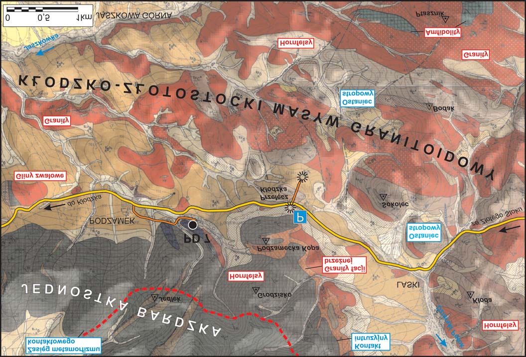 K³odzko-z³otostocki masyw granitowy 2 Fig. 5. Mapa geoturystyczna rejonu Laski Podzamek.