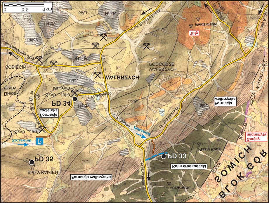 Wa³brzyskie Zag³êbie Wêglowe 9 Fig. 13. Mapa geoturystyczna rejonu Wa³brzycha (Dolnoœl¹skie Zag³êbie Wêglowe).