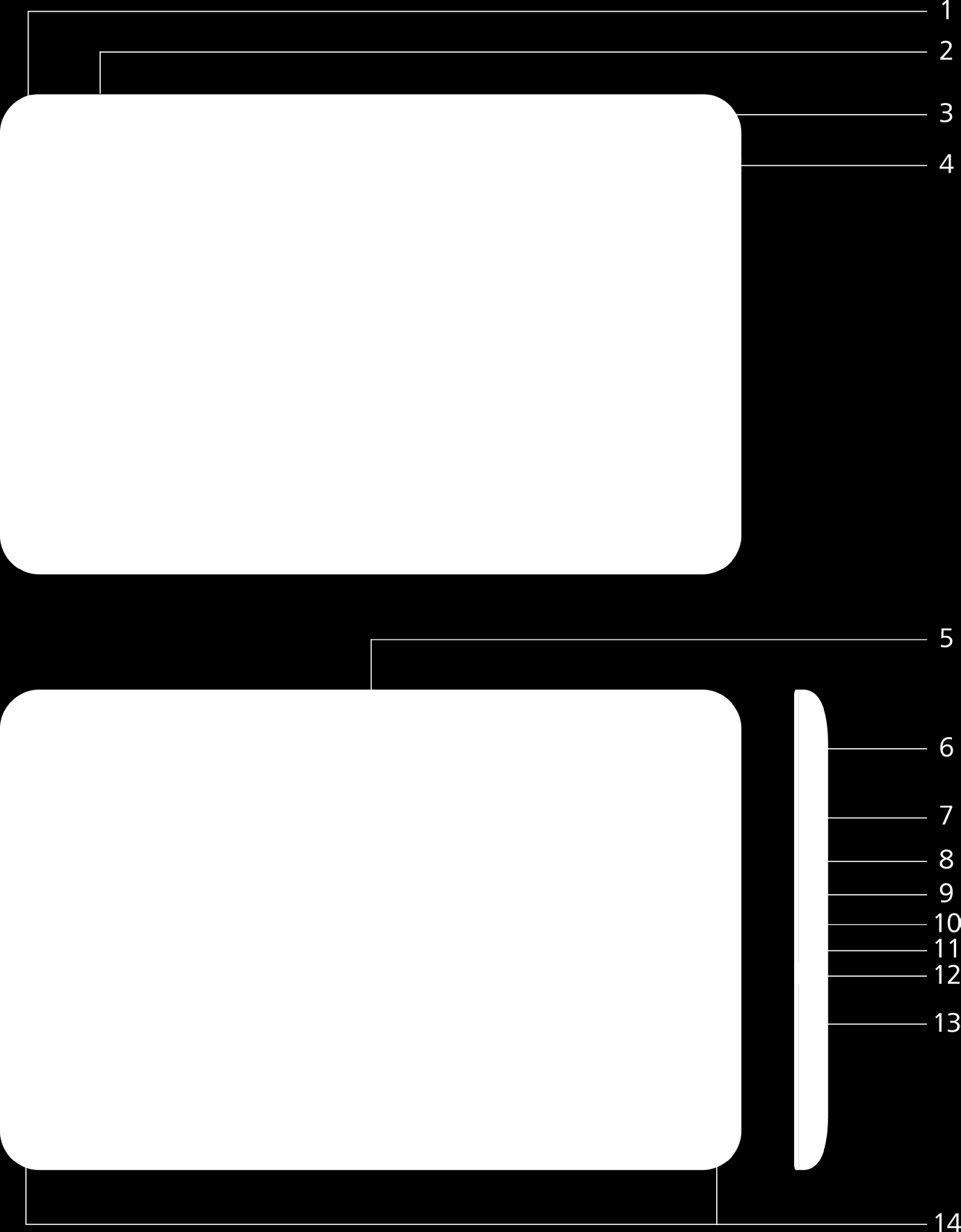 7. Głośność + 8. Głośność - 9. Mikrofon 10. Micro-USB 11.