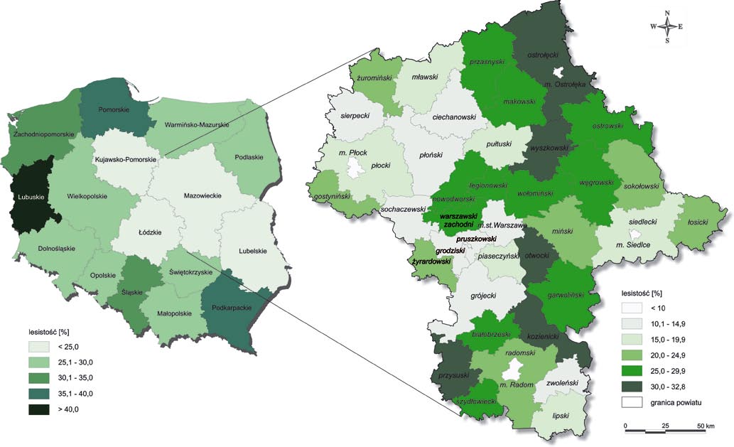 DANE OGÓLNE O WOJEWODZTWIE MAZOWIECKIM Mapa 7.