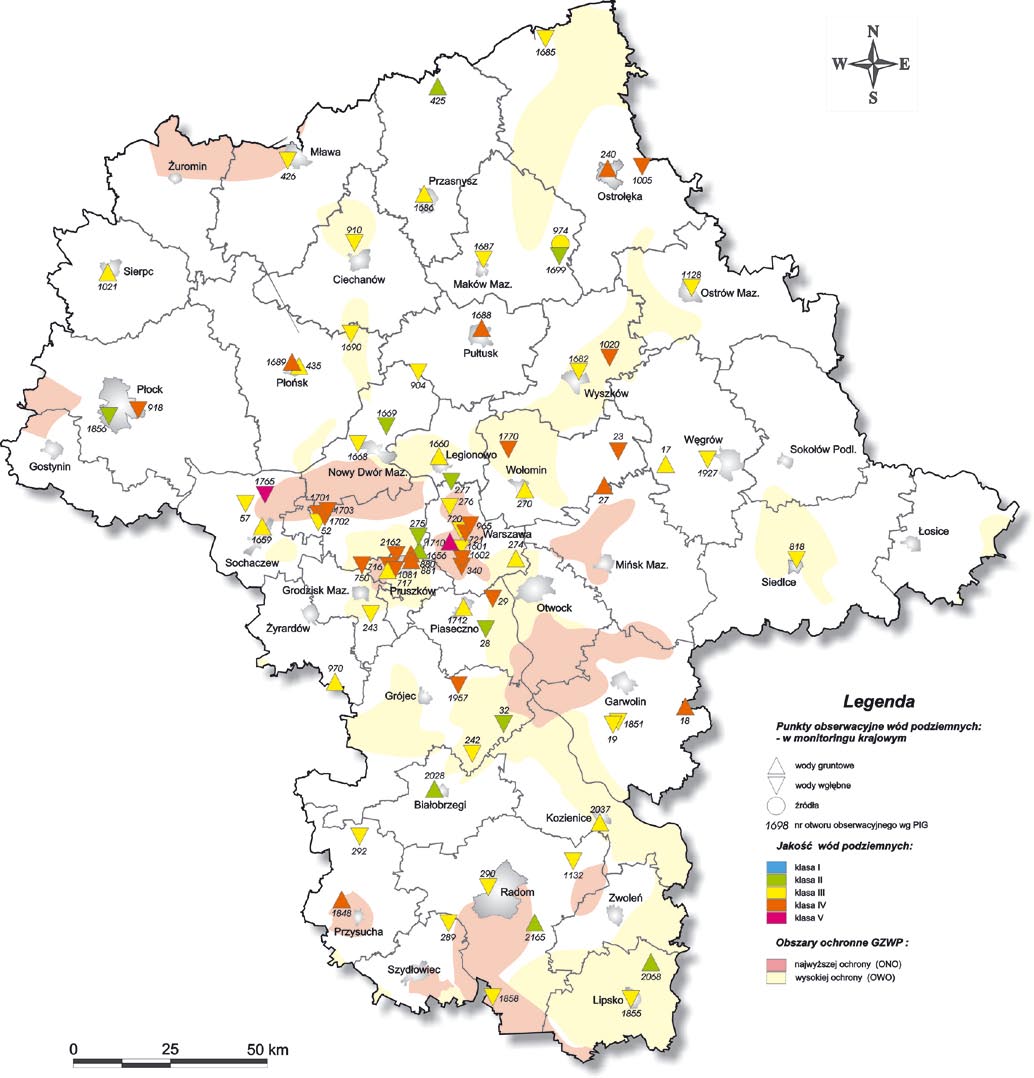 WODY Mapa 14. Jakość wód podziemnych w 2006 roku na tle obszarów głównych zbiorników wód podziemnych (GZWP) Wykres 27.