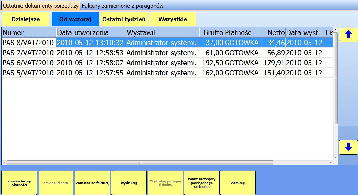 7. Tryb POS Jeżeli kwota gotówki w kasie nie jest zgodna z wartością gotówki w systemie, możliwe jest wprowadzenie korekty za pomocą funkcji 'Zmień'.